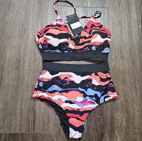 IconSwim Womens High Waisted Bikini Set Sz S Multicolor, Beach,Vacation - Picture 1 of 13